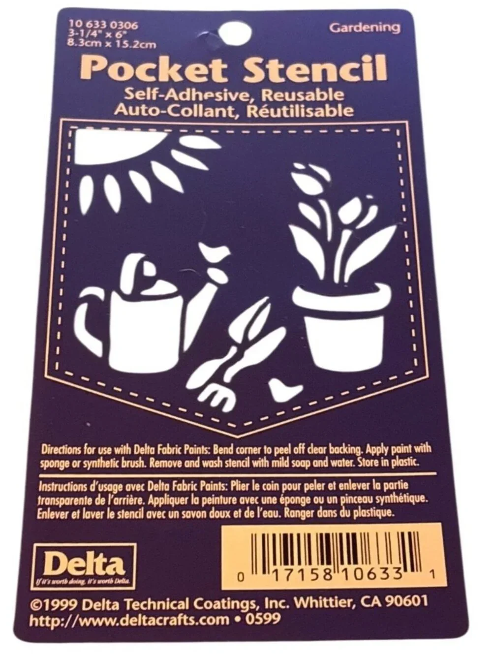 Vintage Delta Pocket Stencil Gardening Design Self-Adhesive Reusable 3-1/4 X 6